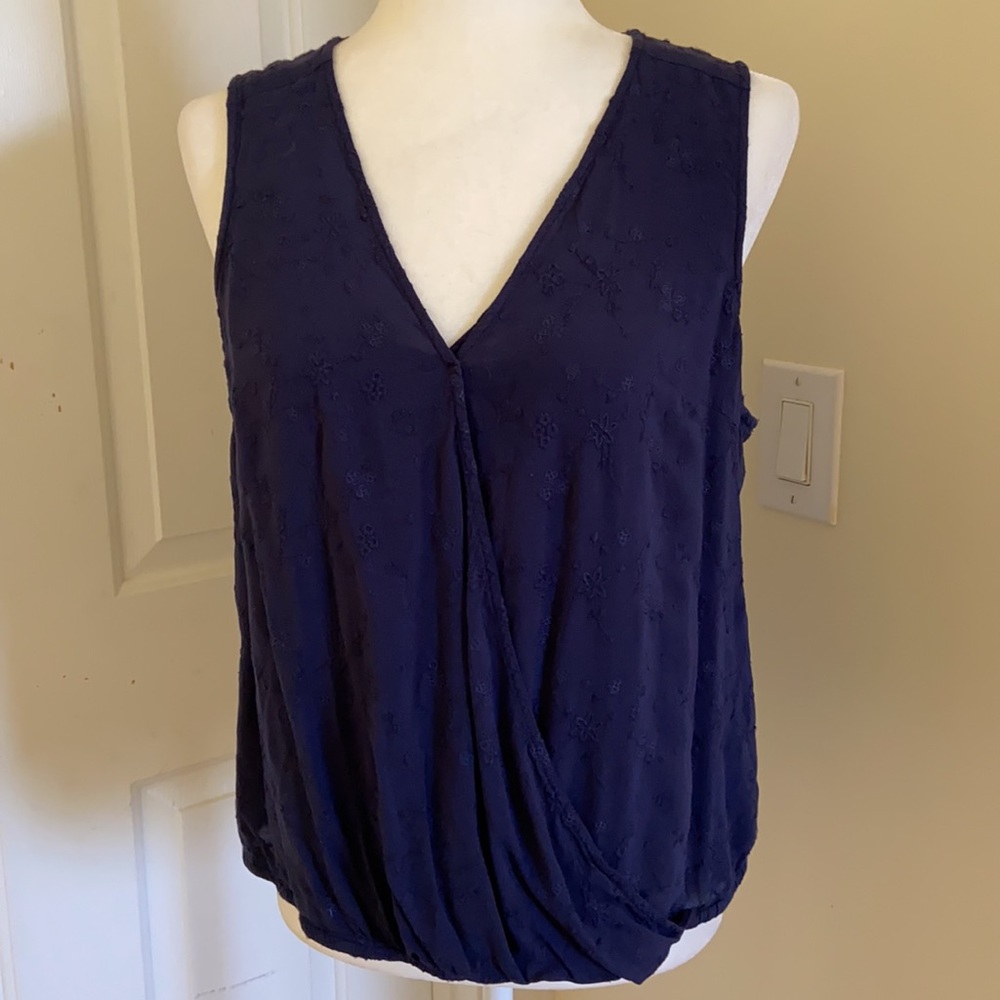 Stitch Fix Skies are Blue sleeveless embroidered blue top EUC